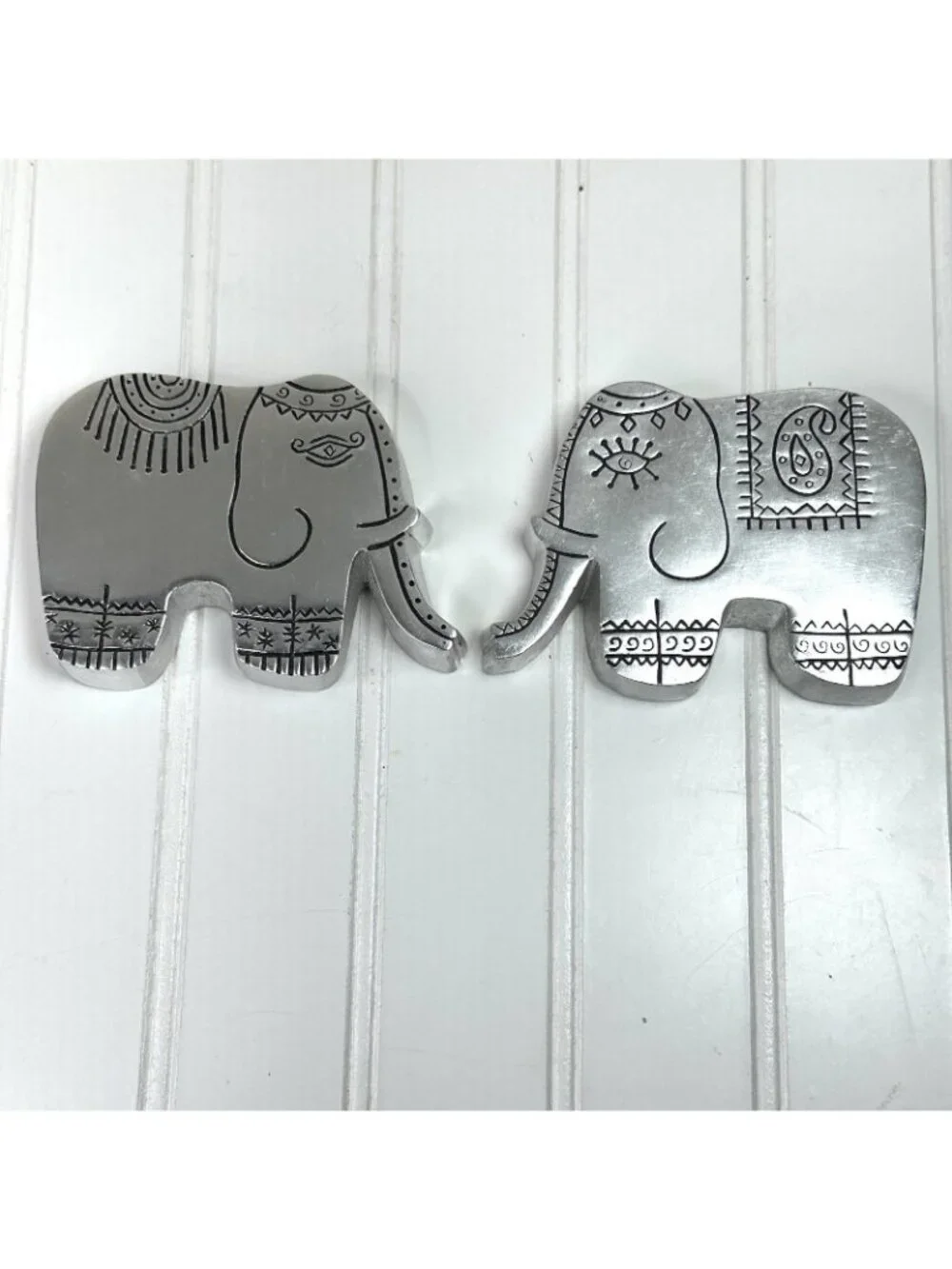 Pier 1 Imports Elephant Decor Stainless Steel Paper Weights E  Indian Design (2)